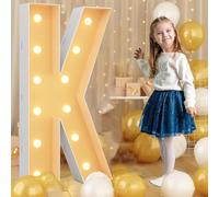Marquee - Lettera K illuminata, grande cartello con luce calda, romantica lettera e numeri, set di cornici decorative per matrimoni, San Valentino, feste di compleanno, 120 cm