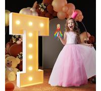 Marquee Lettera luminosa con luce calda, grande LED dell'alfabeto, con telecomando, decorazione romantica per matrimonio, San Valentino, compleanno, 70 cm, T