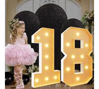 Marquee - Numeri luminosi con 18 numeri a mosaico per palloncini, 120 cm, giganti, con numeri luminosi, pre-tagliati, kit per feste, compleanni, matrimoni, anniversari, decorazioni