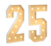 Marquee - Tendone luminoso con numero 25, con grandi numeri a LED, decorazione a mosaico, luce bianca calda, per casa, feste, compleanni, matrimoni, compleanni, Natale, 120 cm