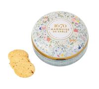 Marquise de Sablé | Confezione in metallo di Biscotti, 175 di sablés francesi al burro | con gocce di Caramello salato | Confezione Regalo | Selezione 18 Carati