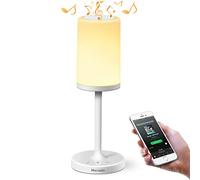 Marrado - Altoparlante Bluetooth + lampada da comodino, luce notturna, controllo intelligente touch, lampada da tavolo per camera da letto, soggiorno, portatile, ricaricabile, dimmerabile, luce bianca