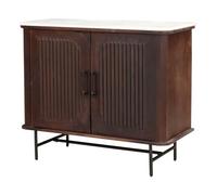 Marrakech - Comò decorativo moderno con ante in legno e piano in marmo, 95 cm, piccola credenza "Adwoa", per una conservazione elegante e decorazione boho in soggiorno e camera da letto