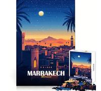 Marrakech,Marocco,panorama urbano di notte Puzzle per adulti da 1000 pezzi Allenamento mentale,svago leggero,bordi definiti,regalo premuroso (38x26cm)