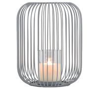 Marrakech - Portacandela decorativa scandinava, in metallo e vetro, 27 cm, grande grigio, portacandela a forma di tesour come decorazione da giardino e soggiorno, decorazione da tavolo