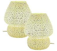 Marrakech - Set di 2 lampade da tavolo boho decorative da comodino, 23 cm, grande, decorazione per soggiorno, camera da letto e cameretta dei bambini, lampada da tavolo Aubina -1 in mosaico E27