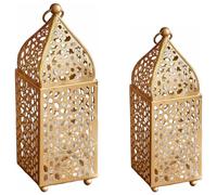 Marrakech - Set di 2 lanterne orientali in metallo in oro pregiato, Zayla xx & xxcm, grande, portacandele marocchino, moderno come elegante decorazione per balcone, giardino o soggiorno