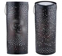 Marrakech Set di 2 lanterne solari per esterni con manico in metallo, 30 cm, lanterna orientale per esterni, colore nero, IP65, impermeabile come decorazione da giardino