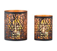 Marrakech - Set di 2 portacandele decorativi scandinavi, in metallo, colore grigio, 18 e 15 cm, ideale come decorazione per la primavera, il soggiorno, il tavolo, moderno candelabro per la decorazione