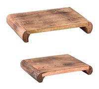Marrakech Set di 2 vassoi decorativi boho in legno, 30 x 20 e 25 x 16 cm, piatti da portata Arrasi come decorazione da tavolo per cucina e soggiorno, vassoio da colazione giapponese rettangolare per