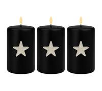 Marrakech - Set di 3 tappi per candele in argento, 6 x 6 cm, per corona dell'Avvento, candele e portacandele a forma di stella, decorazione natalizia, decorazione dell'Avvento, perno per candele