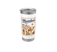 Marrakech, simpatici cammelli e vivace città marocchina del deserto Bicchiere termico in acciaio inox doppia parete