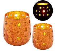 Marrakesch Lanterna portacandele Orientale in Metallo - Portacandele per Giardino - Javier Ruggine Marrone 2 Pezzi - trasmettere Una buona Atmosfera - Passare Un Buon Momento in Giardino