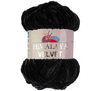 Marriner Himalaya Velvet - Filato super spesso, 100% poliestere, 14/16 strati, per lavorare a maglia e uncinetto, vegano e ipoallergenico (nero, gomitolo singolo da 100 g)