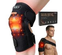 MarrisJjw Massaggiatore elettrico riscaldato per ginocchia, con terapia della luce rossa, calore e massaggio per ginocchia, gomiti e spalle, 3 modalità di vibrazione e riscaldamento per il