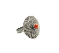Marrocu Gioielli - Anello Corbula Argento con Corallo Centrale