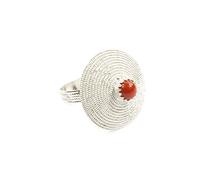 Marrocu Gioielli - Anello Corbula Argento con Corallo Centrale