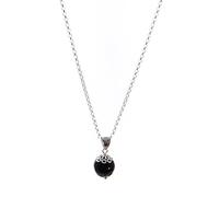 Marrocu Gioielli Girocollo su Coccu in Ossidiana, Argento 925, Collana da 60 cm con Ciondolo Portafortuna, Artigianale Sardegna
