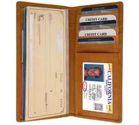 Marroncino Vera Pelle Libretto Degli Assegni Cover Lungo Portafogli Organizer US