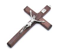 (Marrone) 5 pezzi di GesÃ¹ Cristo in legno per la statua della sofferenza della croce, crocifisso religioso