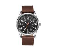 (marrone argento) Orologio da campo dell'aeronautica militare, cinturino in tessuto, display 24 ore,