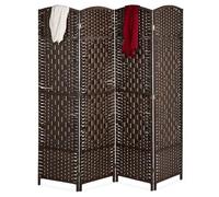 Marrone | Bianco Separe 4 Pannelli 176x180 Paravento Divisorio Corda Intrecciata