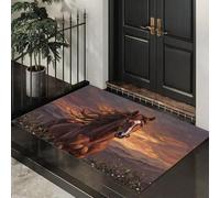 Marrone Cavallo Di Montagna Tappeto Lavabile Per Corridoio,70X100Cm Pelo Basso Morbido E Antiscivolo Tappeto Da Bagno Con Stampe Illustrazioni Di Paesaggi Per Cucina Camera Da Letto Ingresso