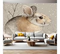 Marrone Chiaro Carta da Parati 250x175 cm Coniglio carino animale Fotomurale Art Sfondo TNT Murale Fotografica per Soggiorno Camera Ristorante Ufficio Camera dei Bambini e Decor da Parete