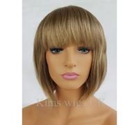 Marrone Chiaro/Parrucca Bionda Donne Corto Stile Bob Testa Completa B38 UK
