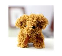 (Marrone chiaro) Portachiavi di peluche a forma di cane Teddy, con imbottitura in cotone PP, realistico, con clip