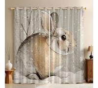 Marrone Chiaro Tende Oscuranti con Occhielli Coniglio carino animale Termiche 140L x 280A cm Set 2 Pannelli in Poliestere Stampa 3D Camera Matrimoniale Soggiorno Cameretta