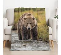 Marrone Coperta Sherpa Fotografia Realistico Natura Orso Bruno Plaid Divano soffice, Coperta in Pile Calda Super Morbida Blankets da tiro per Divano Letto TV 220cm x 240cm