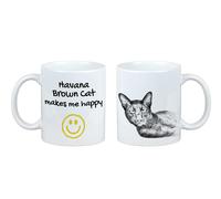 Marrone di Havana tazza con un gatto Mi rende felice Art-Dog