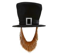 (marrone) Elegante cappello da pirata con barba staccabile, accessorio per feste di Halloween