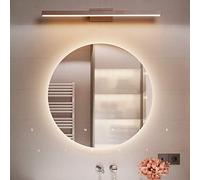 Marrone Faro Specchio LED Rettangolo Lampada Da Parete Creativo Lampada A Specchio Decorazione Toeletta Toilette Illuminazione Bagno Acrilico Faretti IP44 Dimmerabile Con Interruttore A Parete,60cm