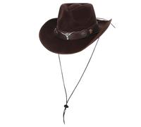 Marrone Finto Cuoio Western Cowboy Cappello Wild West Accessorio Vestito