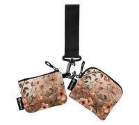 Marrone Fiori Vintage Portamonete da donna Porta Carte Piccolo Portatile Cerniera Cash Coin Purse con Cerniera Tasca portamonete per Lady 2 Confezioni monedero para tarjetas de credito