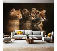Marrone Fotomurale da Parete 250 x 175 cm Animali gatti e tigri Carta da parati TNT Murale 3D Moderna Poster Gigante Design Carta per Pareti Soggiorno Camera de Letto Sala Ufficio