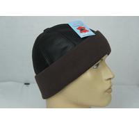 Marrone Montone pelle Pelliccia Maglia Berretto Cuff Rotondo Secchio Inverno Sci