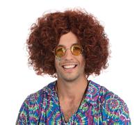 Marrone Parrucca Afro 60s 70s Disco Parrucca Uomo Hippie Costume Accessorio