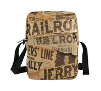 Marrone Retro Patchwork Giornali messenger bag da uomo borse a tracolla verde per le donne Borsa a tracolla da donna Tracolla regolabile per la scuola sport all'aria aperta