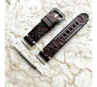 Marrone Scuro Goffrato Pelle Fascia per Garmin Approach S50,S44,S40 & D2 Aria
