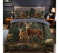 Marrone Set Copripiumino Matrimoniale 250 x 200 cm Cervo Sika della foresta animale 3D Stampa Copripiumino in Microfibra con 2 Federe 50x80 cm, Biancheria da Letto Matrimoniale
