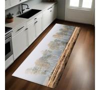 Marrone Tappeto Cucina prato di bosco di betulle 50x80 cm Antiscivolo Lavabile Assorbente Multiuso Camera Ingresso Lavanderia Soggiorno