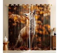 Marrone Tende Termiche Oscuranti Volpe della foresta animale con Occhielli Set 2 Pannelli 117L x 183A cm Stampa 3D in Poliestere Camera Matrimoniale Soggiorno Cameretta