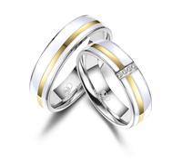 MARRYA Anello 'MARRYA ES-39 Ehering aus Edelstahl & Emaille - WEIß & Gold plattiert' bianco perla Donna - Abbigliamento - Occasioni - Matrimonio - Per la madre della sposa - Scarpe e accessori - Gioie