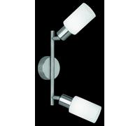 MARS BARRA 2 SPOT ACCIAIO E VETRO BIANCO CM25 ATTACCO E14