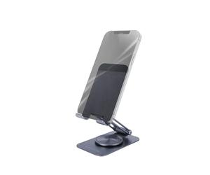 Mars Gaming MA-RSS, Supporto per Smartphone Pieghevole, Rotazione Dinamica 360° + Regolazione dell'Altezza e Angolo di 180°, Supporto per Cellulare in Alluminio, Antiscivolo, Grigio Scuro