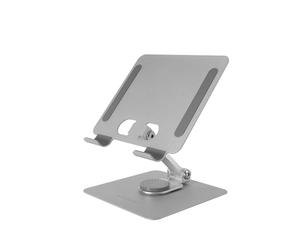 Mars Gaming MA-RST, Supporto per Tablet e Convertibile 2in1 fino a 13", Girevole a 360° + Regolabile in Altezza e Angolo 180°, Leggero Supporto Tablet Pieghevole Acciaio, Antiscivolo, Grigio Agento