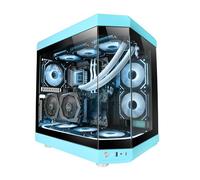 Mars Gaming MC-3T, Case Gaming Custom ATX, Vetro Temperato Continuo Tripla Finestra, Supporto Raffreddamento Liquido Completo, Doppia Camera Laterale, 3x Slot PCI Verticali, USB-C e USB 3.0, Blu